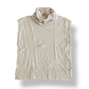 Lilla P Sleeveless Dropped Shoulder Waffle Cowl Neck Top Womens Size S Beige